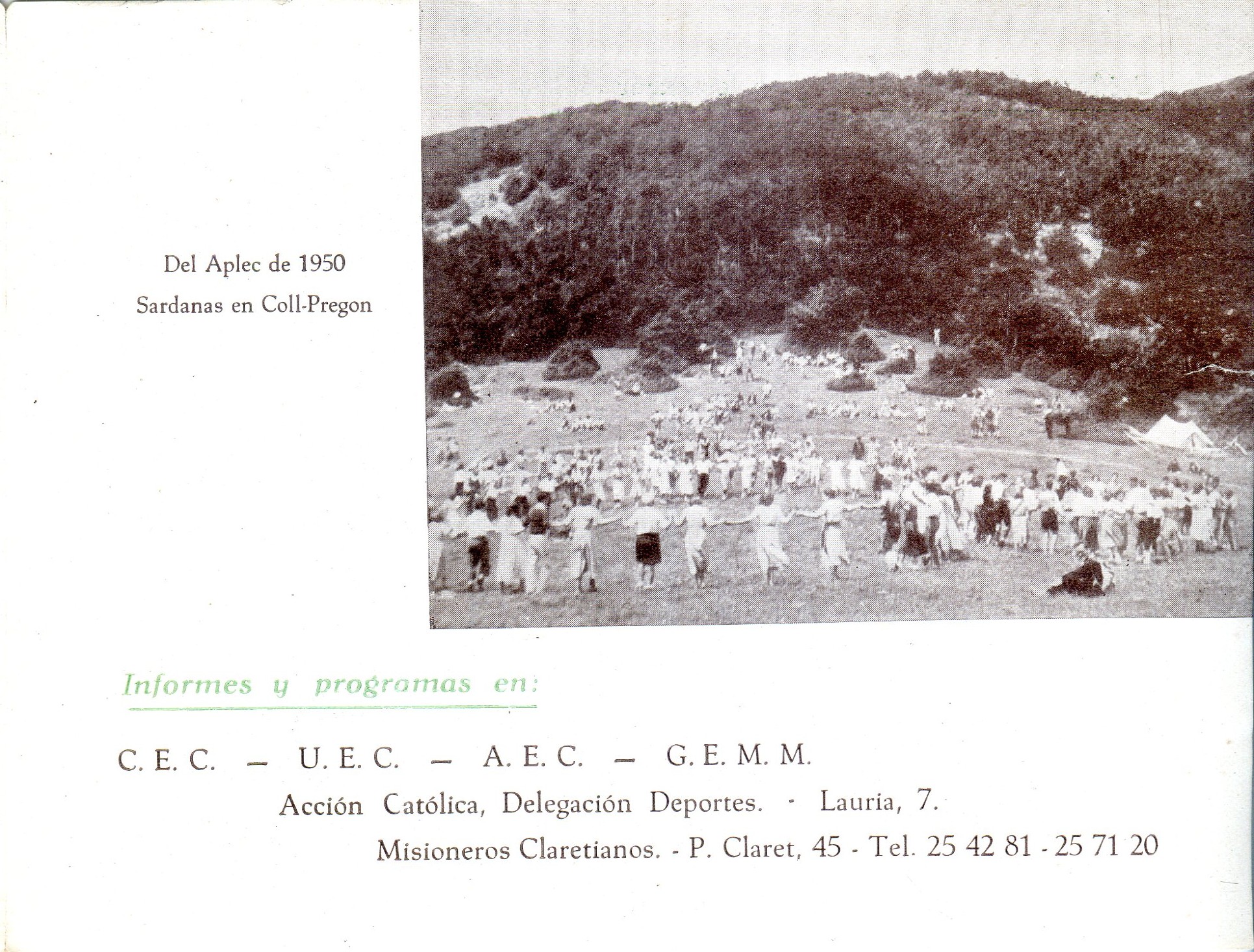 II Aplec Excursionista y claretiano en Matagalls : Domingo 15 Julio de 1951 - Miniatura 3
